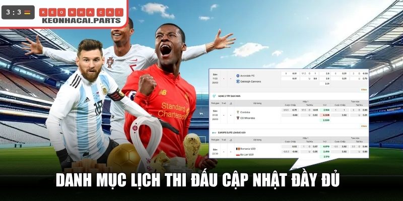 Danh mục lịch thi đấu cập nhật đầy đủ
